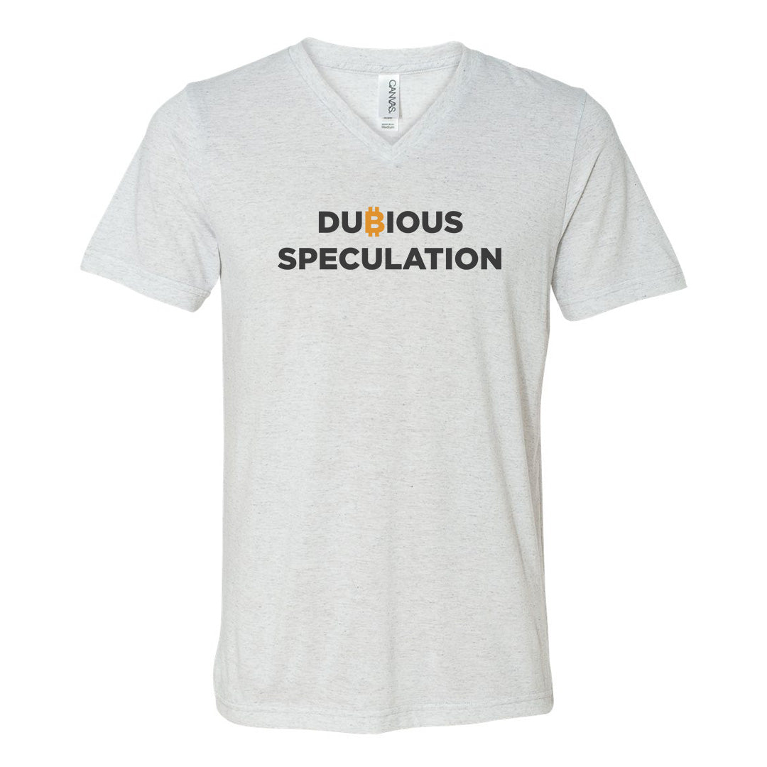 Dubious Speculation (Unisex White V-Neck)